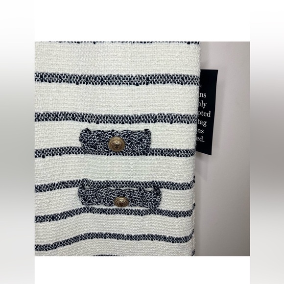 Tuckernuck Jackie Tweed Shift Dress M NWT Navy Stripe Bouclé Classic Sleeveless - Picture 10 of 15